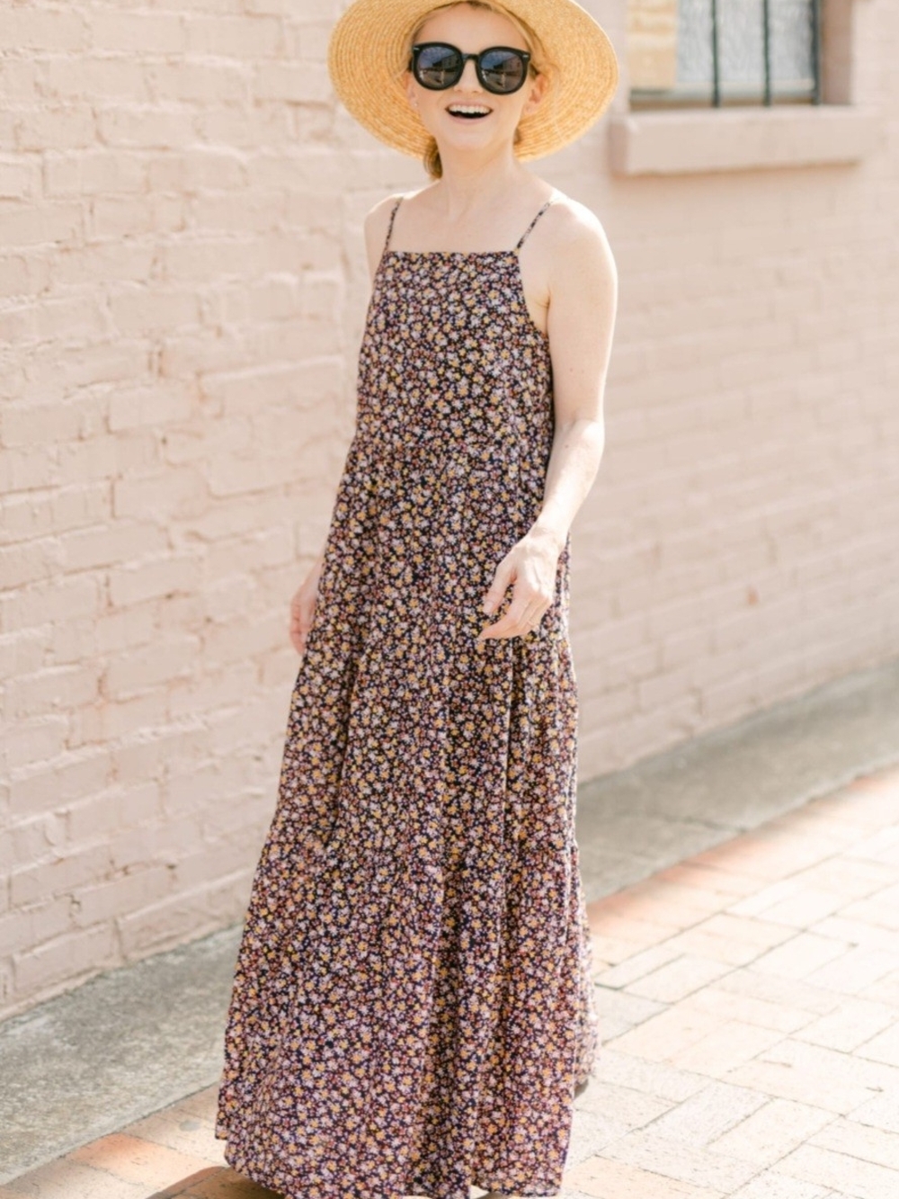 Ann Taylor Floral Maxi Dress in Navy and Yellow